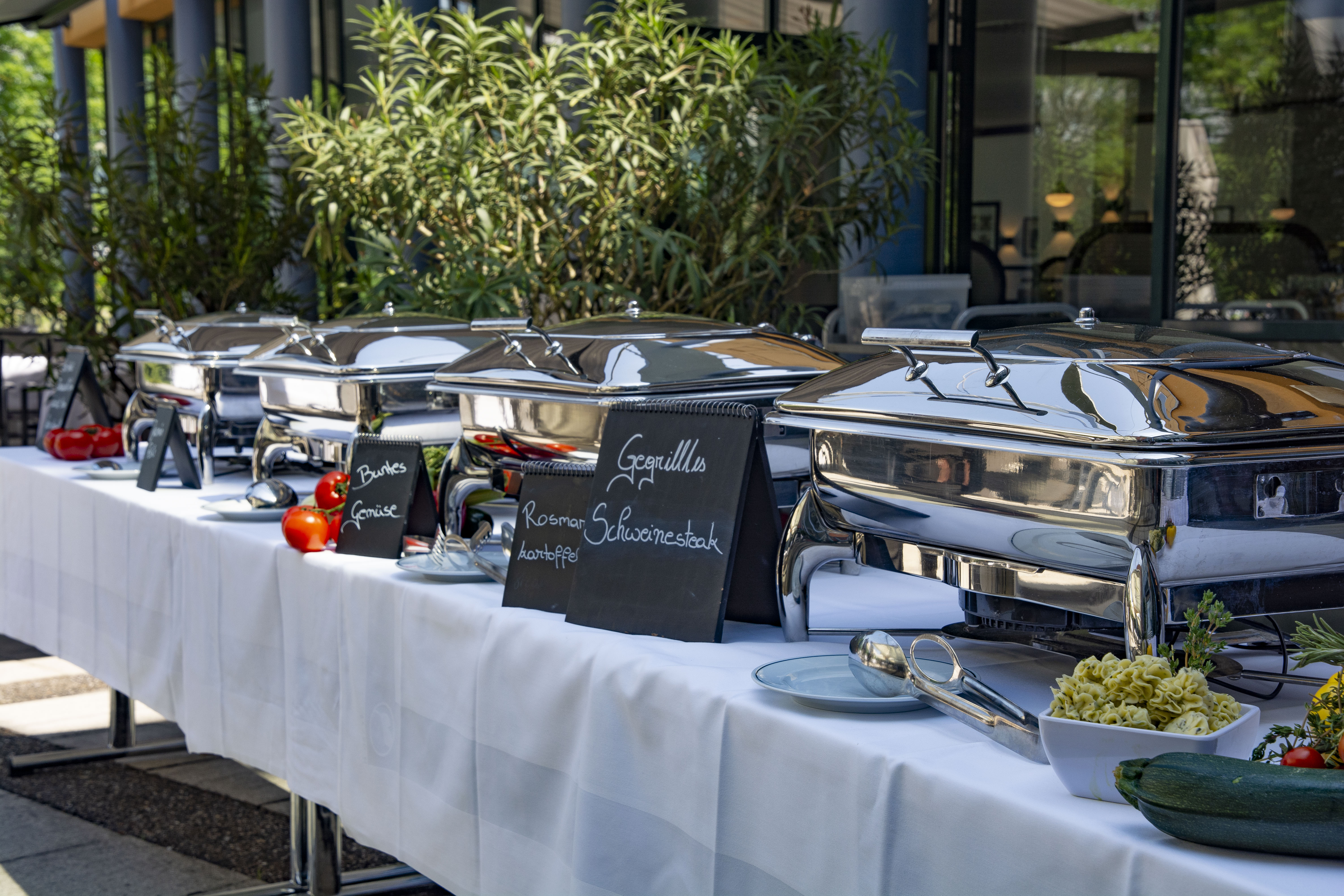 Seminarraum: Buffet auf unserer Sonnenterrasse - Donauwelle. - Hotel Donauwelle Linz