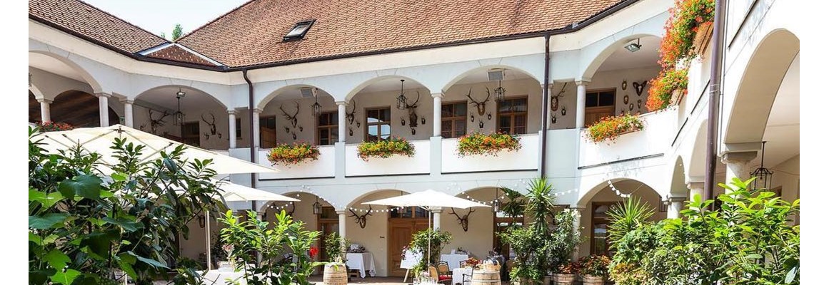Seminarraum: Innenhof des Weinschlosses im Sommer - Weinschloss Thaller